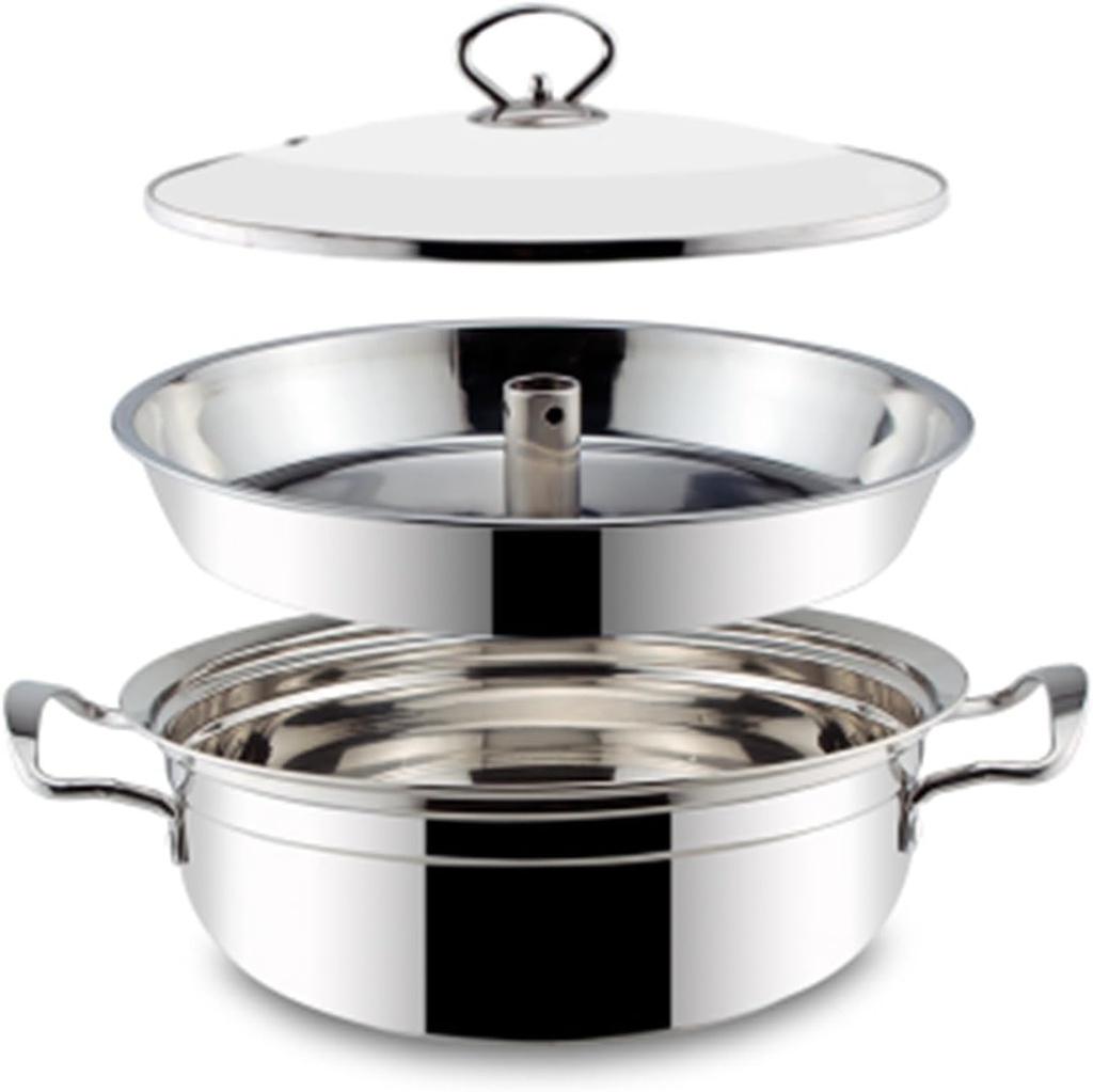 Stainless Steel Crab Seafood Steamer - 30/32/34cm Stock Pot with Tray and Lid Soup Pot for Tamales, Steaming, Boiling & Frying - Makes Seafood, Pasta, Veggies & More (32CM)