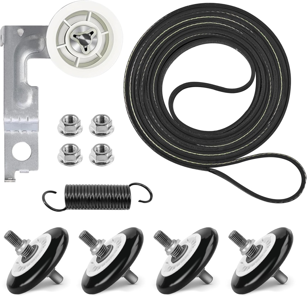 Upgraded Dryer Repair Kit Compatible with LG Kenmore Dryers Includes 4581EL2002C Dryer Drum Roller 4400EL2001A Dryer Belt 4561EL3002A Idler Pulley & Spring Replace 4400EL2001F 4581EL3001E 4581EL2002A