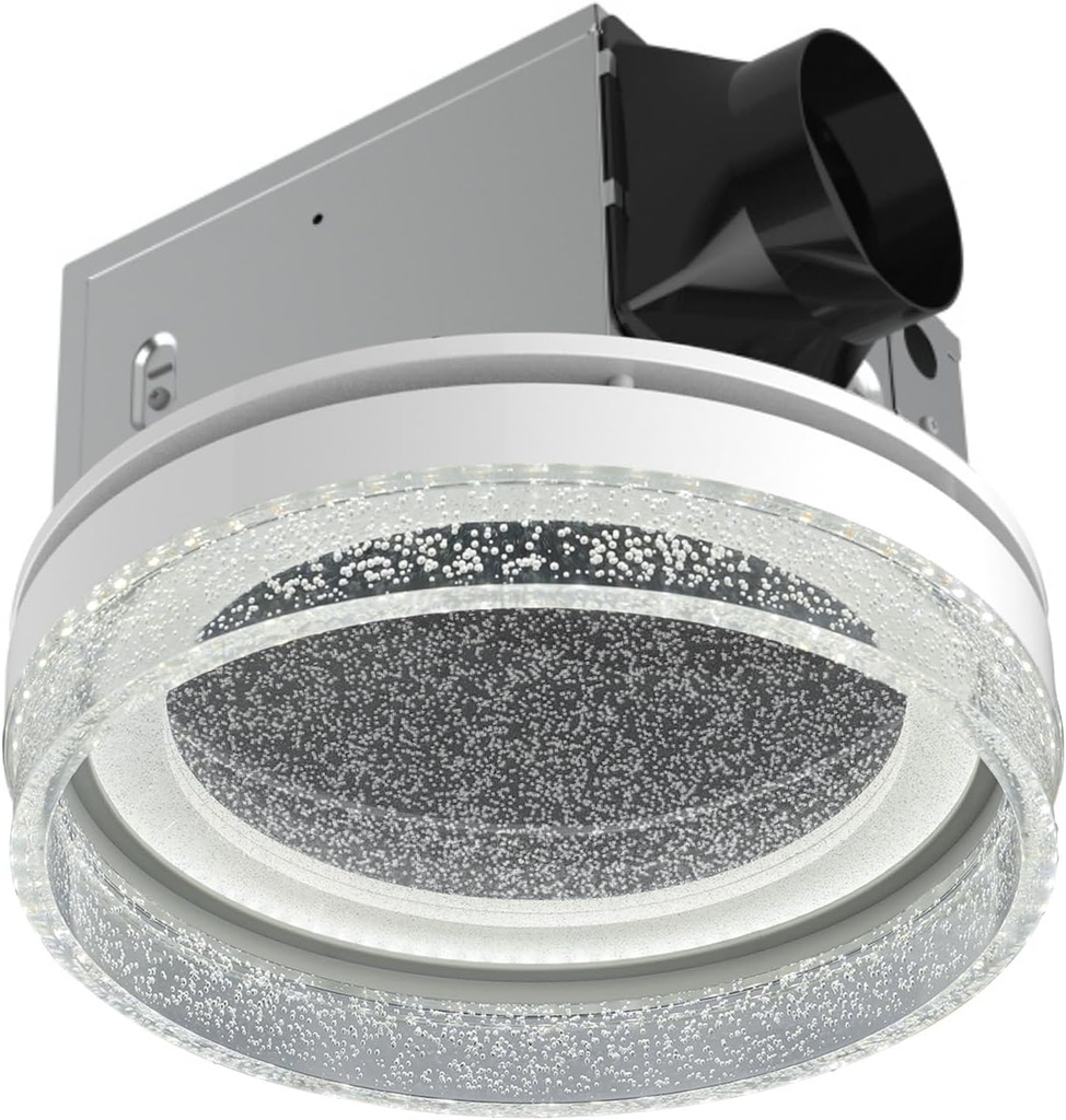 Akicon Bathroom Exhaust Fan, 110 CFM 1.5 Sones Bathroom Fan with Light & Nightlight, Powerful Round Vent Fans with Starry Sky Light for Shower Room, Basement, White