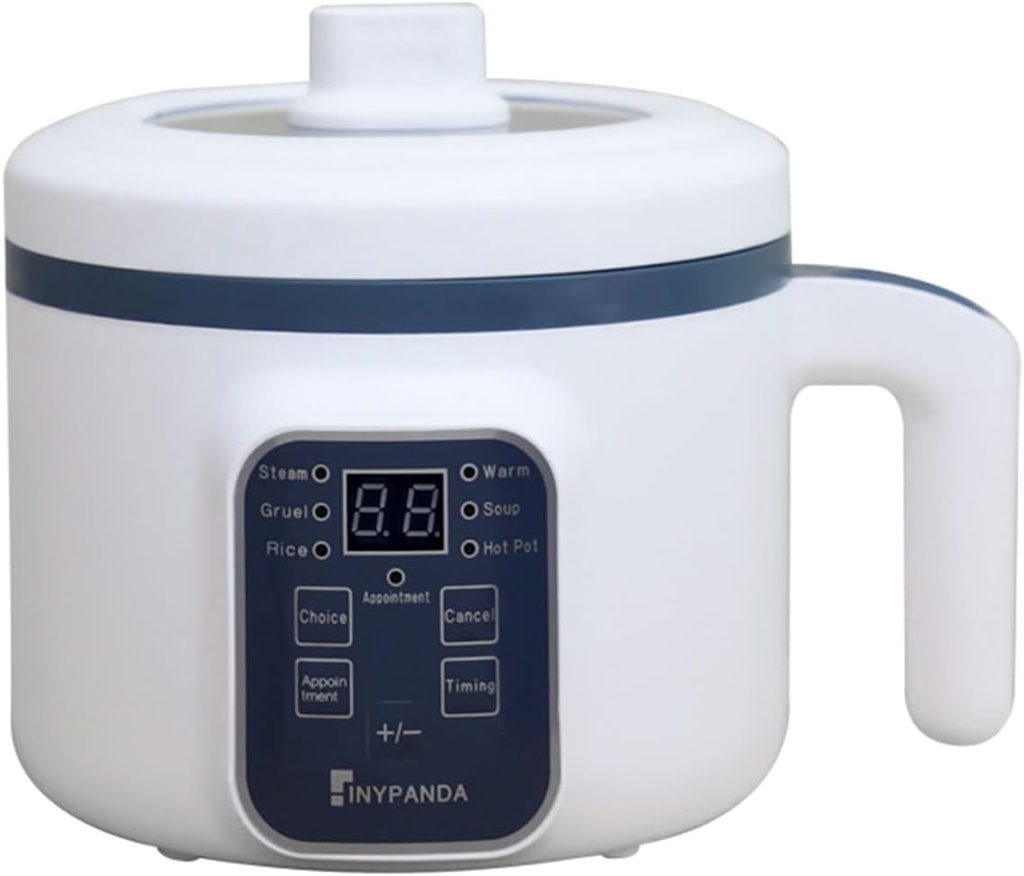Smart Electric Hot Pot 1.6L, Multifunctional Mini Cooker with Overheat & Boil-Dry Protection, Portable Electric Noodle Pot for Rice, Soup, Eggs, and Oatmeal – Blue & White, by TINYPANDA
