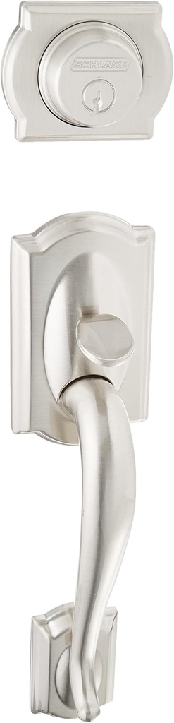 Schlage F92 CAM 619 Camelot Dummy Exterior Handleset, Satin Nickel