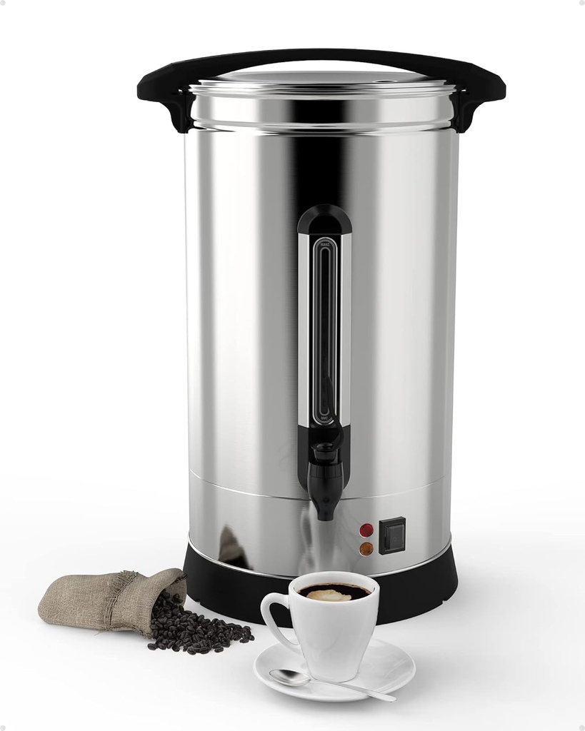 100 Cup Commercial Coffee Urn, [Durable Construction] Large Coffee Urn Perfect For Church, Meeting rooms, Lounges, and Other Large Gatherings-16 L,Silver