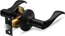 Entrance Lever Door Handle (for Office and Front Door) Reversible for Right and Left Side and a Single Cylinder deadbolt Set Keyed Black Matte