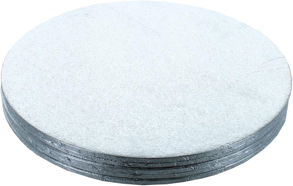 Culpitt 5mm Thick Round Silver Cake Board, Strong Round Cake Board, 5mm Thick, Pack of 5-11 inch