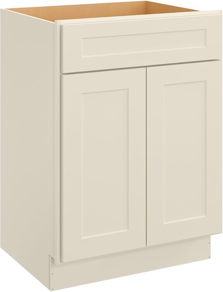LOVMOR 24'' Bathroom Vanity, Kitchen Base Cabinet, Single Sink Storage Unit, Pedestal Sink Storage Cabinet, Large Capacity for Laundry Room, Kitchen, Shower Room & Utility Room, Shaker Antique White