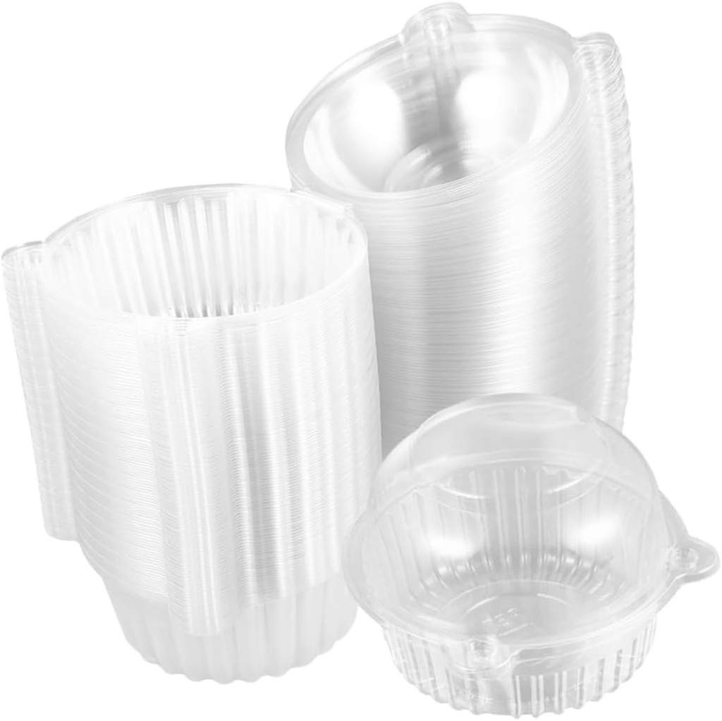 Ciieeo 100pcs -shaped Cupcake Boxes Portable Transparent Cake Packaging for Muffins Donuts for Bakeries Parties and Home Use