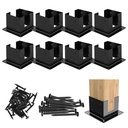Muzata 8Pcs 6x6 Post Base Brackets Inner Size 5.6"x5.6" Heavy Duty Black Metal Powder-Coated Deck Post Base for Wood Pergola Gazebo Mailbox Mount Support LT02