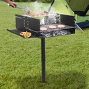 Single Post Outdoor Grill,Portable Park Style Charcoal grill,with Side Shelf for Food Prep & Accessories,4 Gears Adjustable Grate Height,Barbeque Grill for Camping & Backyard