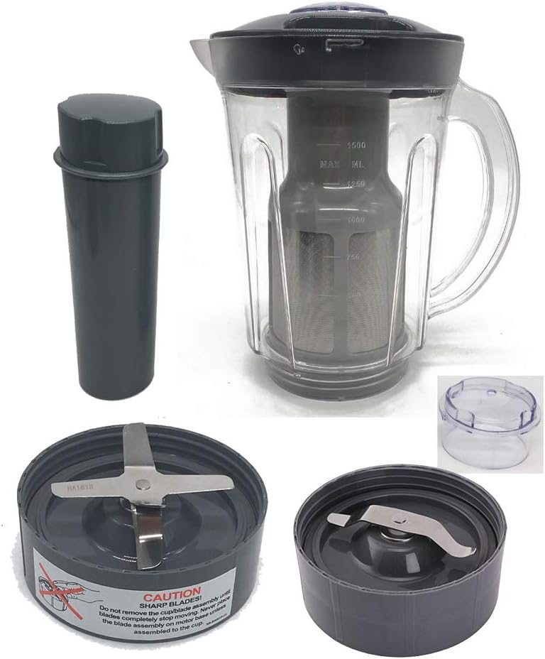 Joystar 48oz Larger cup replacement parts soymilk picther attachement &Juicer Attachment with extractor blade and flat milling blade，compatible with Nutri Bullet Original 600series &Pro 900 series