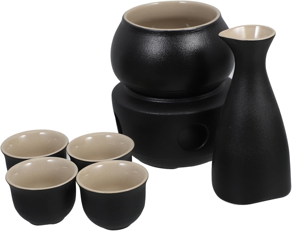 Alipis 1 Set Ceramic Sake Warmer with Cups Traditional Japanese Drinkware Versatile for Sake Tea and Water Decorative Pottery Design for Home or Gatherings