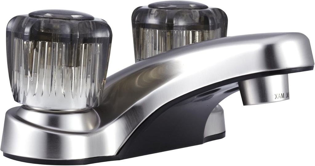Dura Faucet DF-PL700S-SN RV Bathroom Faucet with Smoked Acrylic Knobs (Brushed Satin Nickel)