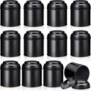Meanplan 12 Pcs Tea Tin Canister with Airtight Double Lids Round Tin Can Box Small Kitchen Tea Canister Loose Leaf Storage Containers for Loose Bags Coffee Sugar Candy Spices(Black,8 oz)