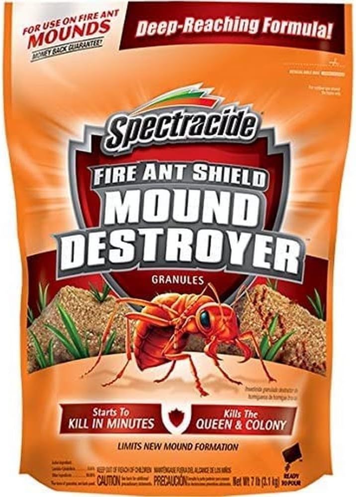 Spectracide Fire Ant Shield Mound Destroyer Granules, Destroys Fire Ant Mound, Kills Queen and Colony, 7 lb