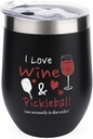 Wine Tumbler I Love Wine And Pickleball Insulated Wine Tumbler Cup with Lid Cute Funny Tumbler Gift for Best Friend, Mom, or Sister Gifts for Men Women 12oz(onzlj037t19u)