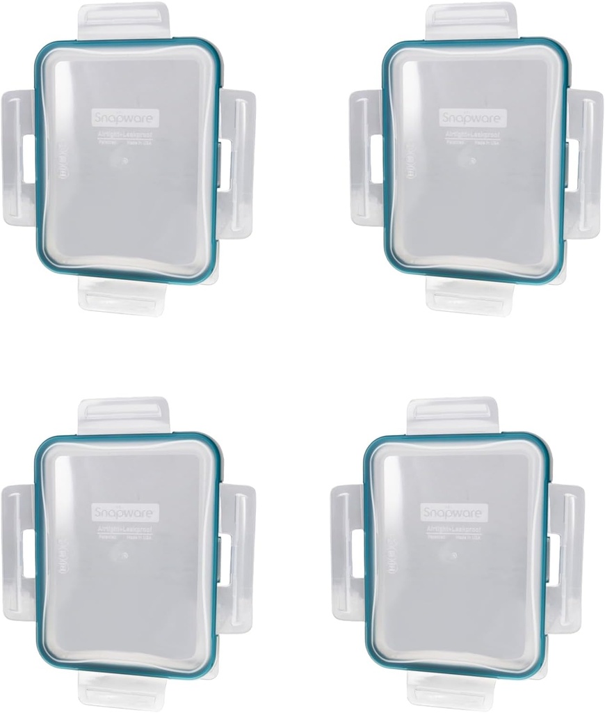 Snapware 6 Cup Total Solutions Clear Lid W/Juniper Green Gasket (4-Pack) - Made in USA