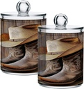 Acrylic Plastic Clear Jar with Lid, Cowboy Hat Boots Airtight Storage Jar 2 Pack Kitchen Storage Containers for Cookie Snack Candy