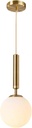 KCO Lighting Modern Globe Pendant Lights Kitchen Island Lighting White and Gold Pendant Light Single Pendant Lighting Frosted Glass Hanging Light Brass Vintage Ceiling Light Fixture