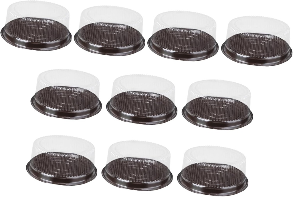 Amosfun 10Pcs Transparent Plastic Cupcake Boxes with Domed Lids Resealable Single Cake Pastry Holders for Party Desserts and Muffins