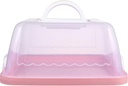 Pink Square Cake Carrier Storage Container Macaron Box with Handle Portable Travel Platter for Bakers Chefs Caterers