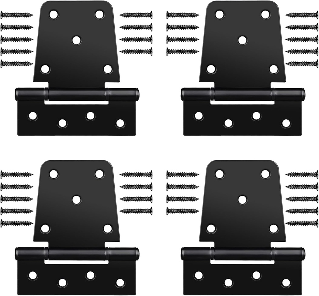 3.5 Inch Heavy Duty Gate Hinges, 4 Pack Black Iron Extra Thick T Door Hinges, Gate Hardware Kit for Indoor Outdoor, Shed, Wooden Fences, Vinyl Fence, Barn Door, Garage (Screws Included)