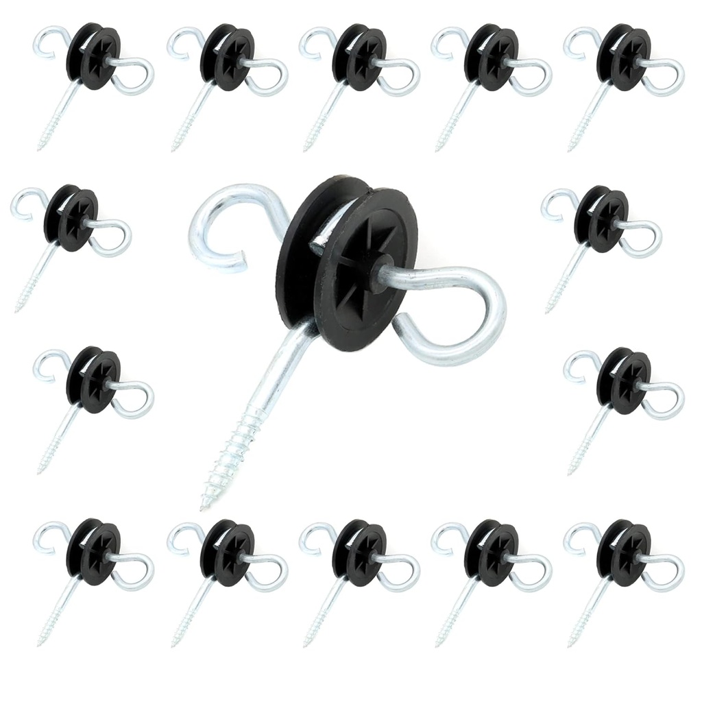 24 Pcs Farm Electric Fence Gate Handle Anchors, Wood Post Screw-in Electric Fence Insulator, Black