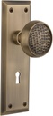 Nostalgic Warehouse New York Plate with Keyhole Craftsman Knob, Passage - 2.375", Antique Brass