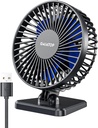 Gaiatop USB Desk Fan, Small But Powerful, Personal Portable Quiet 3 Speeds, Adjustable Mini Table Desktop fan for Cooling Home Office Car Summer Travel Gifts Blue