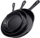 Cast Iron Skillet 3-Piece Set - Heavy-Duty Professional Restaurant Chef Quality Pre-Seasoned Pan Cookware Set - 10", 8", 6" Pans - For Frying, Saute, Cooking, Pizza & More,Black