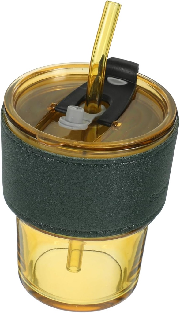 PRETYZOOM Insulated Glass Tumbler Lid Straw Creative Water Cup for Milk Tea Hot Water Office Use