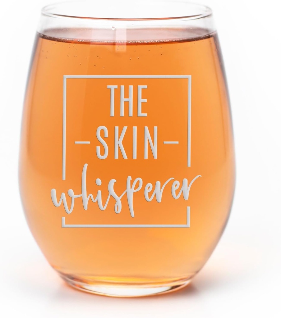 The Skin Whisperer Stemless Wine Glass - Glow & Goblet, Esthetician Gift, Gifts for Women, Graduation Gift - 1 Glass