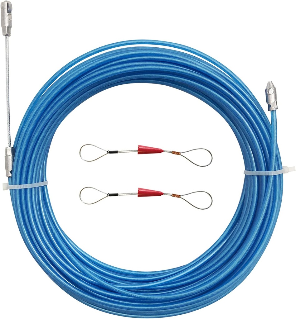 20m 67 Feet Cable Puller Kit Through Wall Fish Tape Stainless Steel Wire Electrical Cable Puller Wire Guide Device Threader Fish Cable Fastener