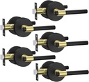 Goldenwarm 5 Pack Black and Gold Closet Door Handle, Interior Door Handles, Passage Door Handle, Black and Gold Passage Lever Door Handles for Hallway, Closet