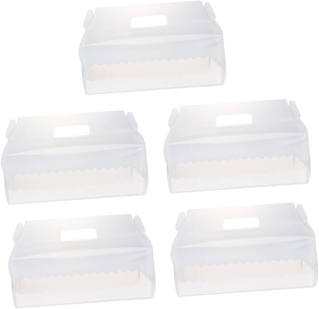 5 Pcs Transparent Roll Cake Boxes Portable Dessert Packaging for Bakery for Bread Candies Chocolates Convenient Food Wrapping for Home Professional Use