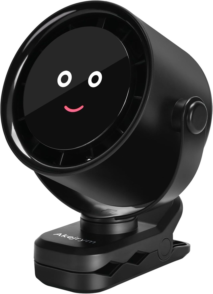 Clip on Fan for Bed, Portable Fan for Travel, 360° Rotate Battery Operated Personal Fan, Digital display, stroller fan with 5 Speeds, For Home Office Stroller Camping - Black