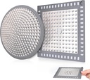 2Pcs Shower Drain Hair Catcher, 4.72" Shower Drain Cover, All-in-One Universal Sink & Shower Drain Strainer, Easy Installation, Stainless Steel and Silicone Bathroom Accessories for Tub, Bathtub