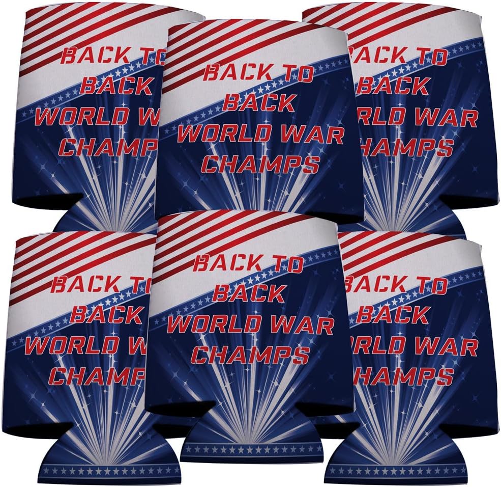 VictoryStore Can and Beverage Coolers - Back to Back World War Champs Patriotic, Set of 6