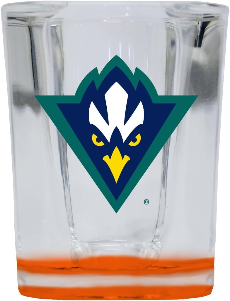 R and R Imports North Carolina Wilmington Seahawks 2 Ounce Shot Glass Square Orange Base Officially Licensed Collegiate Product 2-Pack