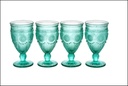 Adeline Footed Glass Goblets – 4 Pieces, Turquoise, 12 oz