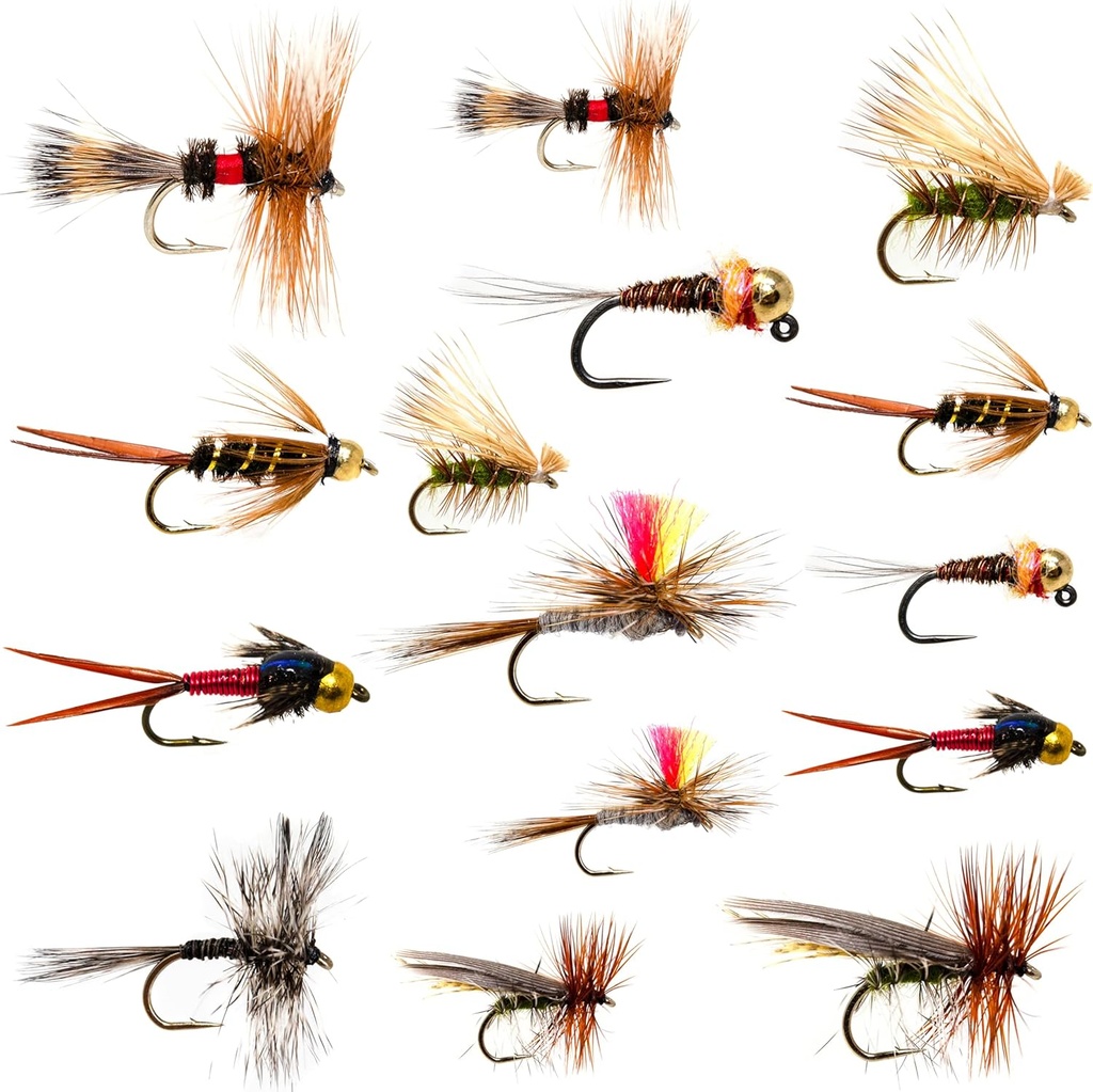 Outdoor Planet 24/26/36 Ultimate Fly Fishing Assorted Flies Kit with Hand-Tied Dry, Wet Flies, Nymphs, Streamers, Terrestrials, Leeches - Ideal Lure Set for Trout, Bass, Salmon, Steelhead for Anglers