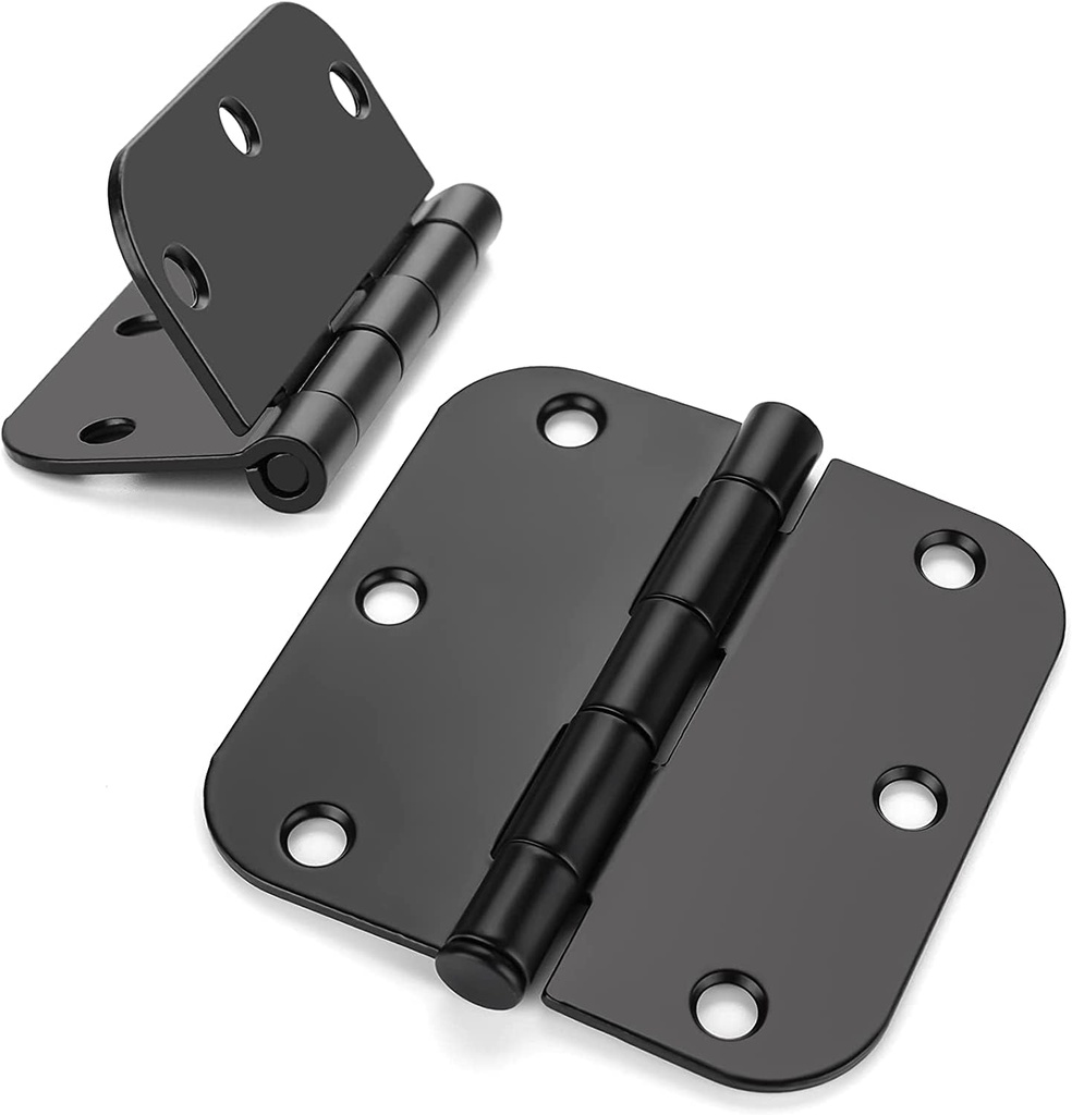Haidms 48 Pack Matte Black Door Hinges No Squeak 3.5 Inch Interior Door Hinges Rounded with 5/8" Radius Corner Removable Pin