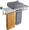 KOKOSIRI 20 Inch Towel Rail Towel Shelf with Double Towel Bars Bathroom Towel Rack Towel Holder Wall Mounted SUS 304 Stainless Steel, Brushed Nickel, B6005BR-L20