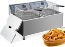 Deep fryers Commercial Deep Fryer 11L x 2 Large Dual Tank Electric Countertop Fryer for Restaurant with 2 Frying Baskets and Lids, 1700W x 2, 110V