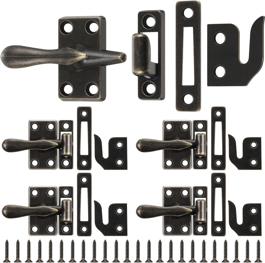 Hicarer 4 Pack Casement Window Lock 1-7/8 Inch Zinc Alloy Window Sash Lock Latch Replacement for Home Casement Windows (Bronze)