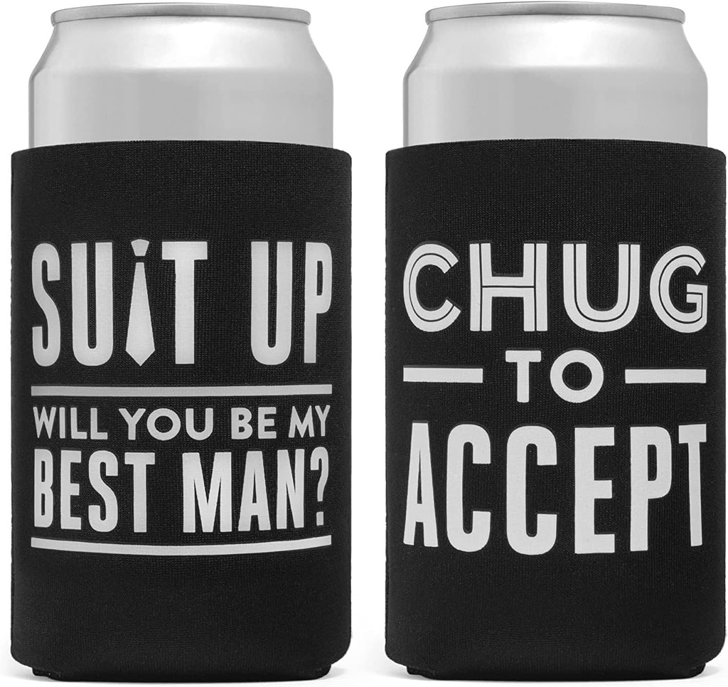 8 Pack Groomsmen, Best Man Proposal Can Coolers - Will You Be My Groomsman? Bachelor Gifts