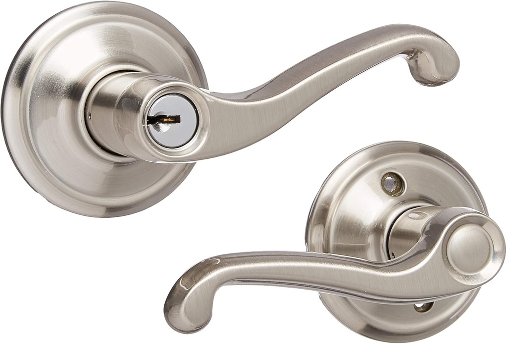 Schlage Flair Levers - FLA - Storeroom - Satin Nickel - Right Handing - Keyed Differently