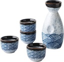 Sake Cup Set*Japanese Sake Set, 5 Piece Sake Cup Set Traditional Hand Painted Ceramic Wine Glasses Porcelain Pottery Sake Bottle Crafts Sake Cup Mugs, Onecolor