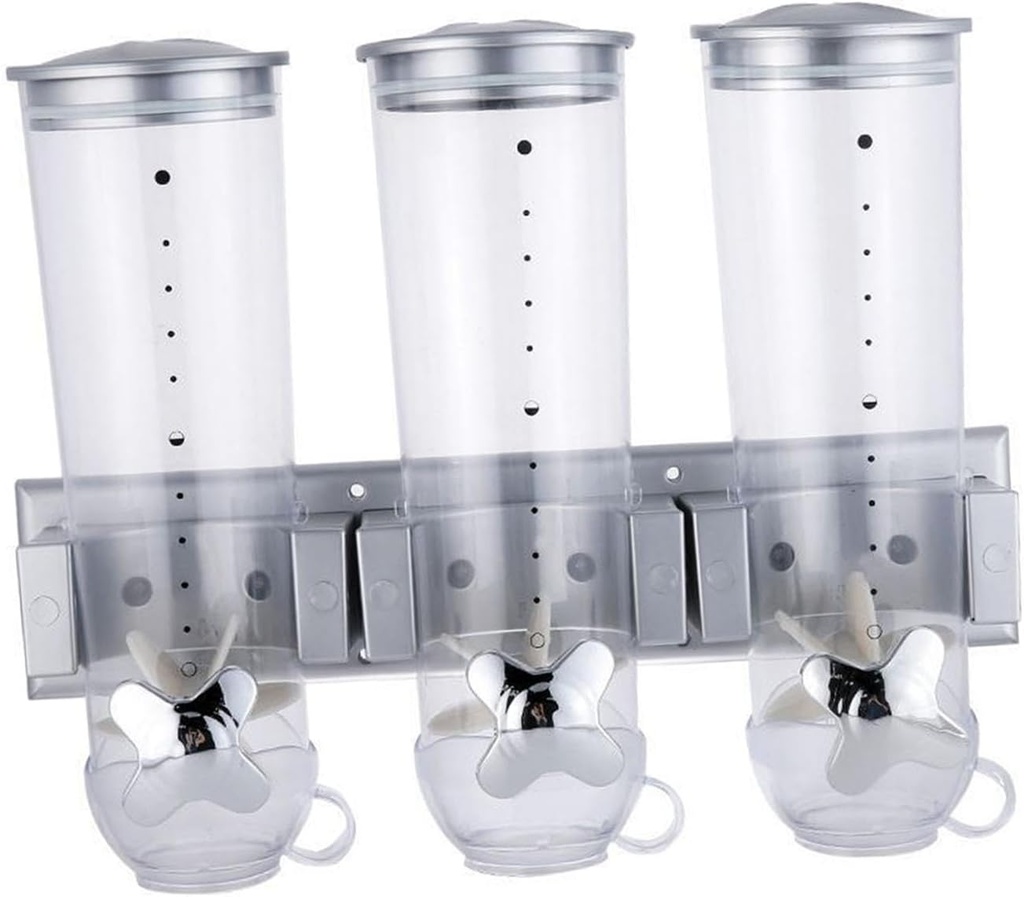 Dry Food Dispenser Triple Canister Grain Oatmeal Container Sealing Save Space Cereal Dispenser Candy Dispenser for Household