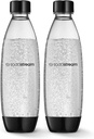 sodastream 1L Twin Pack Dishwasher Safe Slim Bottle (Black)