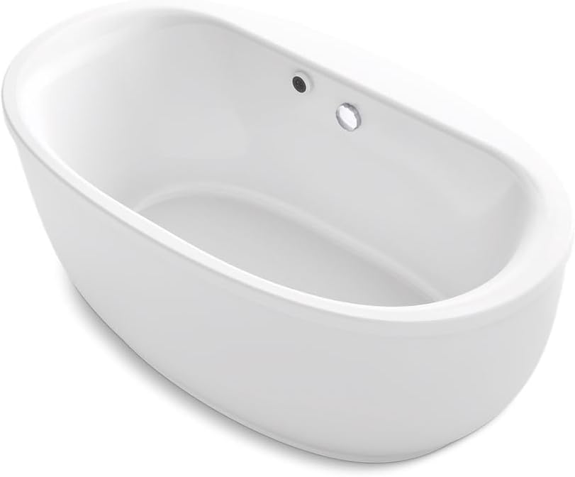 Kohler 24002-W1-0 Sunstruck® 60" x 34" freestanding bath with Bask® heated surface and fluted shroud, White