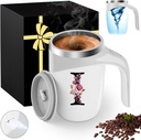 Initial Magnetic Stirring Coffee Mug Stainless Insulated Travel Cup Women Thank you Appreciation Gratitude Female Back School Teacher End of Year Pastor Wife Team Mom Coach Nurse Doctor Bulk Gifts,I
